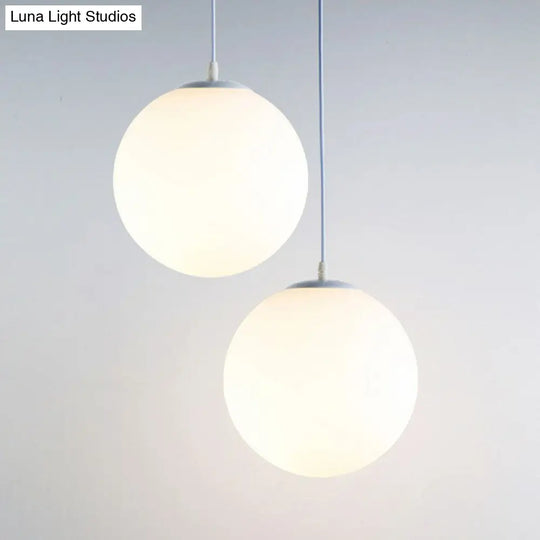 Modern Opaque Glass Hanging Pendant Lamp For Dining Room - White Sphere Design