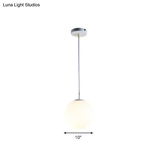 Modern Opaque Glass Hanging Pendant Lamp For Dining Room - White Sphere Design / 10