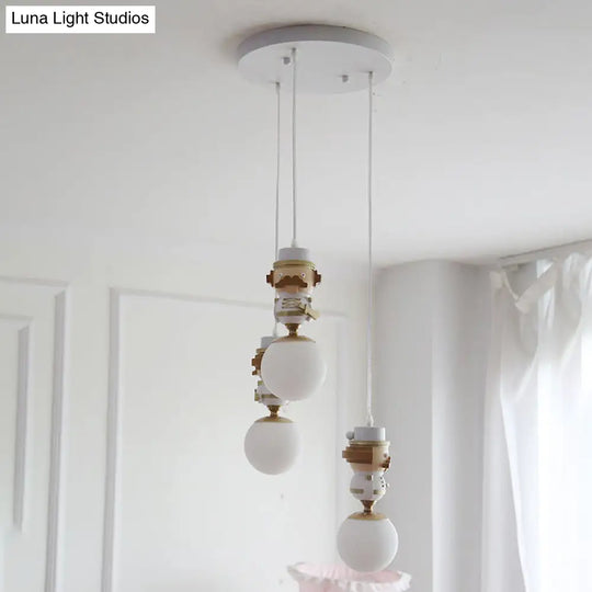 Modern White Glass Pendant Light With Adjustable Cord - Ceiling Fixture 3 / Portrait