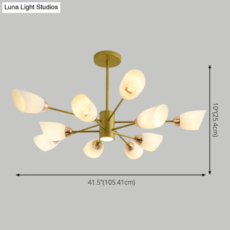 Modern White Glass Starburst Hanging Chandelier For Living Room Ceiling