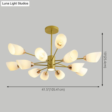 Modern White Glass Starburst Hanging Chandelier For Living Room Ceiling