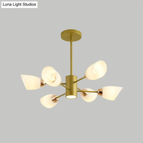 Modern White Glass Starburst Hanging Chandelier For Living Room Ceiling