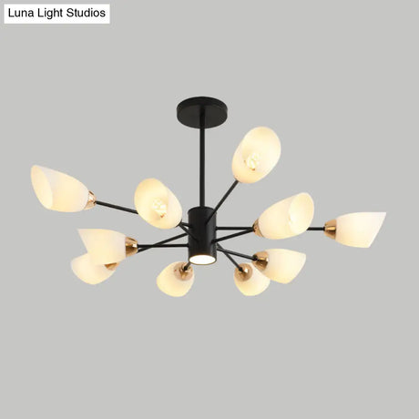 Modern White Glass Starburst Hanging Chandelier For Living Room Ceiling