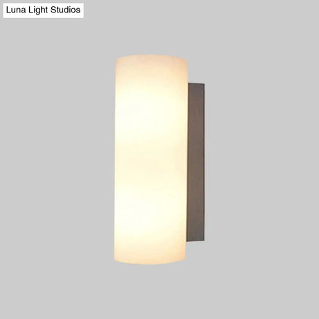 Modern White Glass Wall Sconce For Bedroom With 1 Light