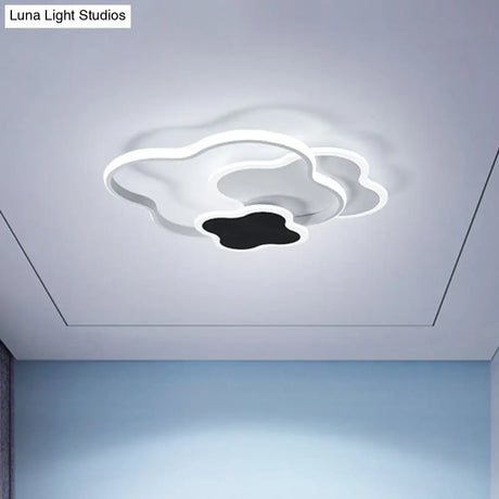 Modern White/Gold Led Bedroom Flushmount Ceiling Light With Seamless Curve Design