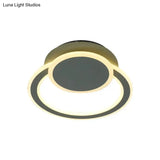 Modern White/Green Hoop Led Ceiling Light With Warm/White Lighting For Bedroom