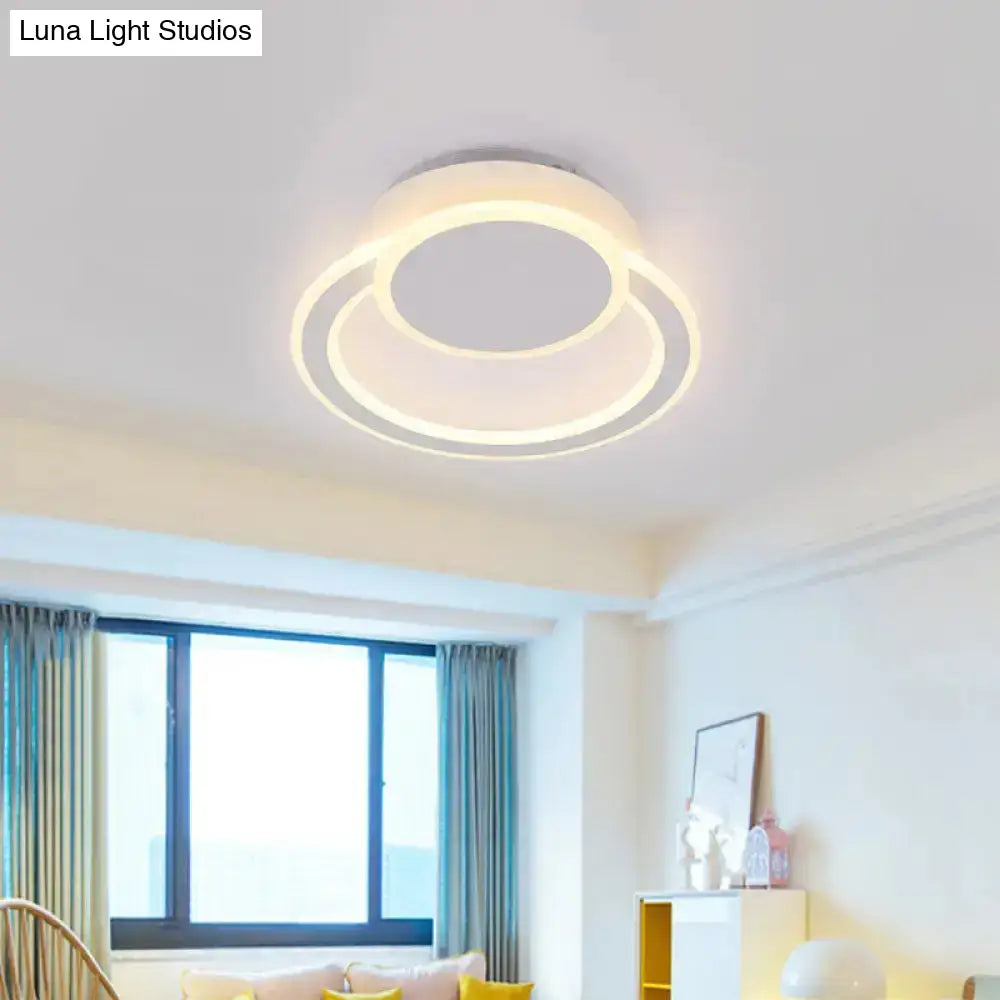 Modern White/Green Hoop Led Ceiling Light With Warm/White Lighting For Bedroom White / Warm