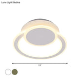Modern White/Green Hoop Led Ceiling Light With Warm/White Lighting For Bedroom