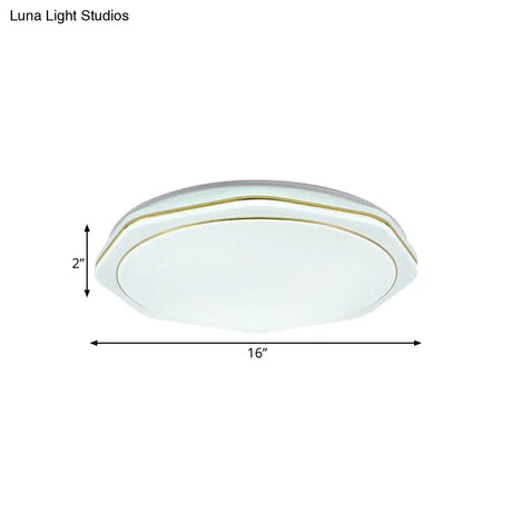 Modern White Led Acrylic Ceiling Lamp - 16’/19.5’ Geometry Flushmount For Bedroom Lighting