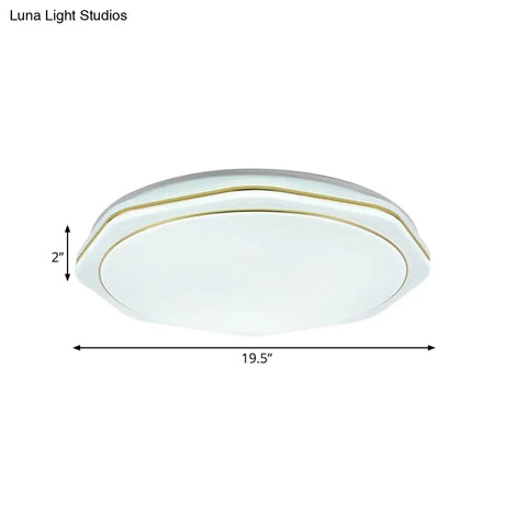 Modern White Led Acrylic Ceiling Lamp - 16’/19.5’ Geometry Flushmount For Bedroom Lighting