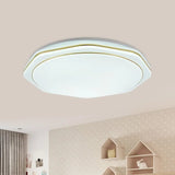 Modern White Led Acrylic Ceiling Lamp - 16’/19.5’ Geometry Flushmount For Bedroom Lighting / 16’