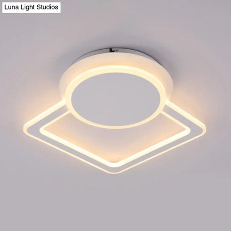 Modern White Led Ceiling Flush Light For Living Room - Round/Square Acrylic Simplicity Flushmount