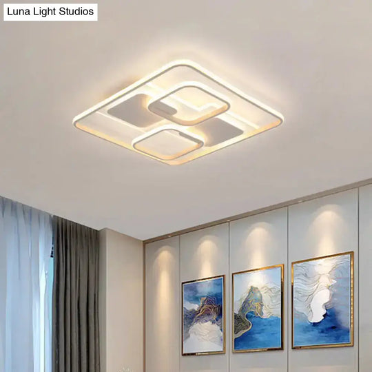 Modern White Led Flushmount Ceiling Light Warm/White 19.5’/23.5’ Wide / 19.5’