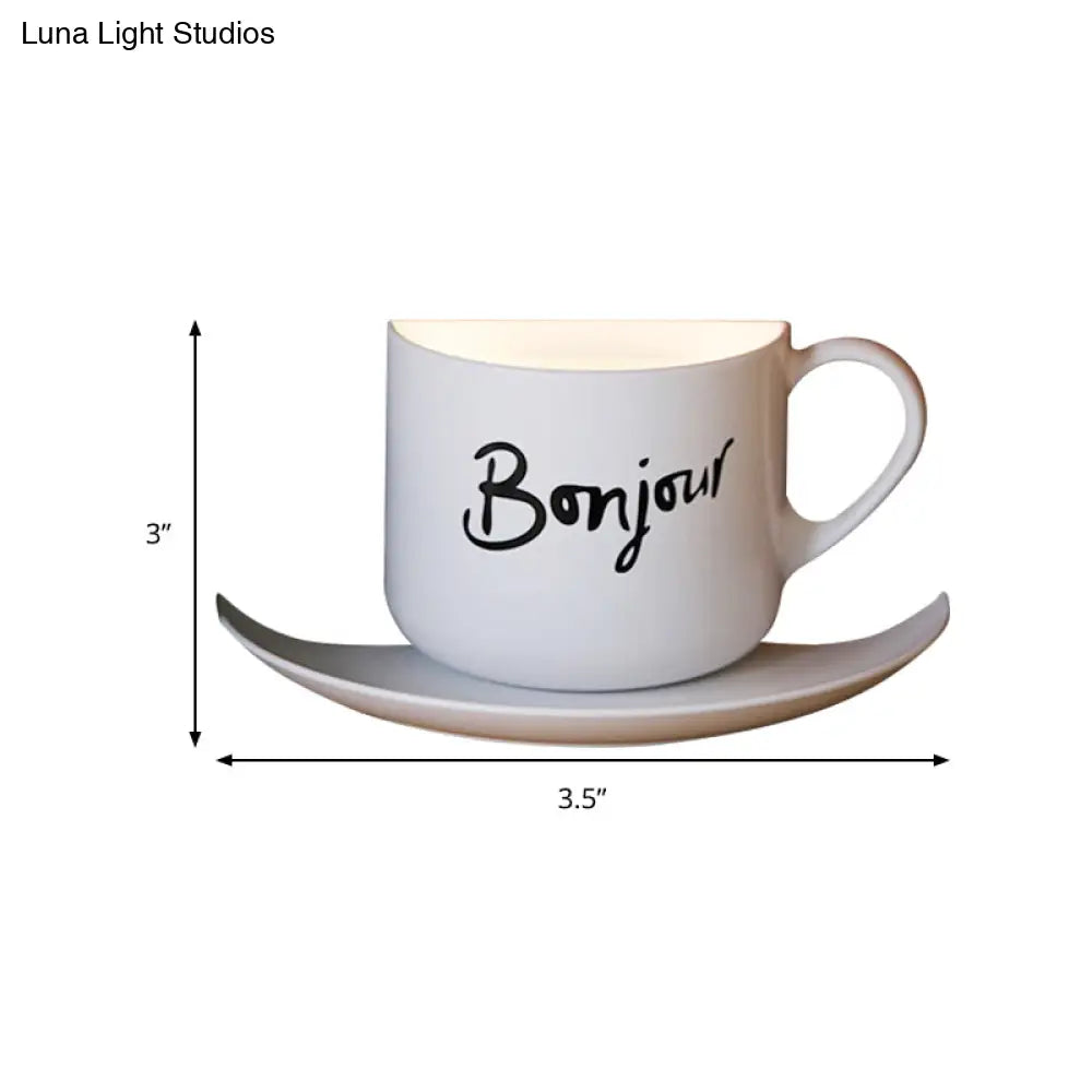 Modern White Metal Coffee Cup Wall Lamp Led Night Light For Café