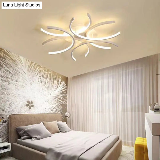Modern White Metal Flushmount Ceiling Lamp With Led Petal Design