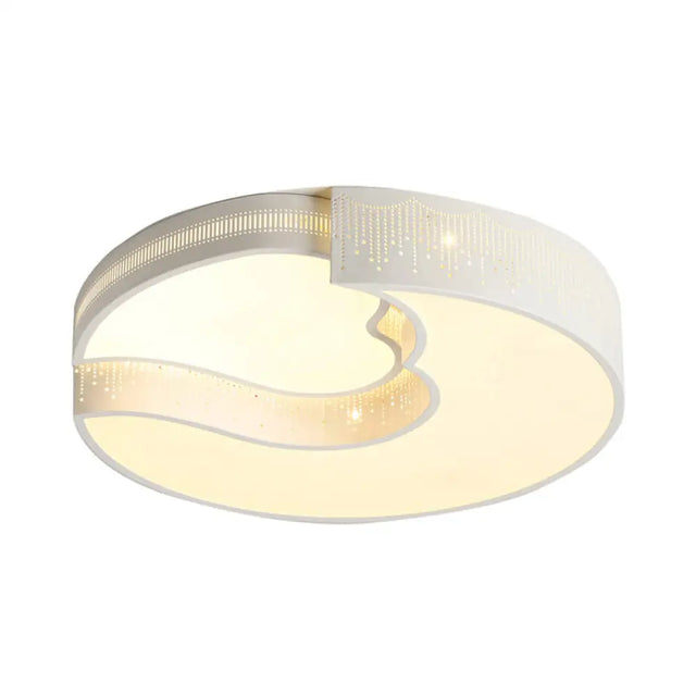 Modern White Metal Led Flushmount Ceiling Lamp For Living Room & Kitchen