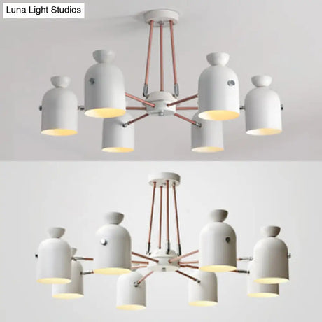 Modern White Metallic Chandelier | Elegant Hanging Lighting For Living Room Or Villa