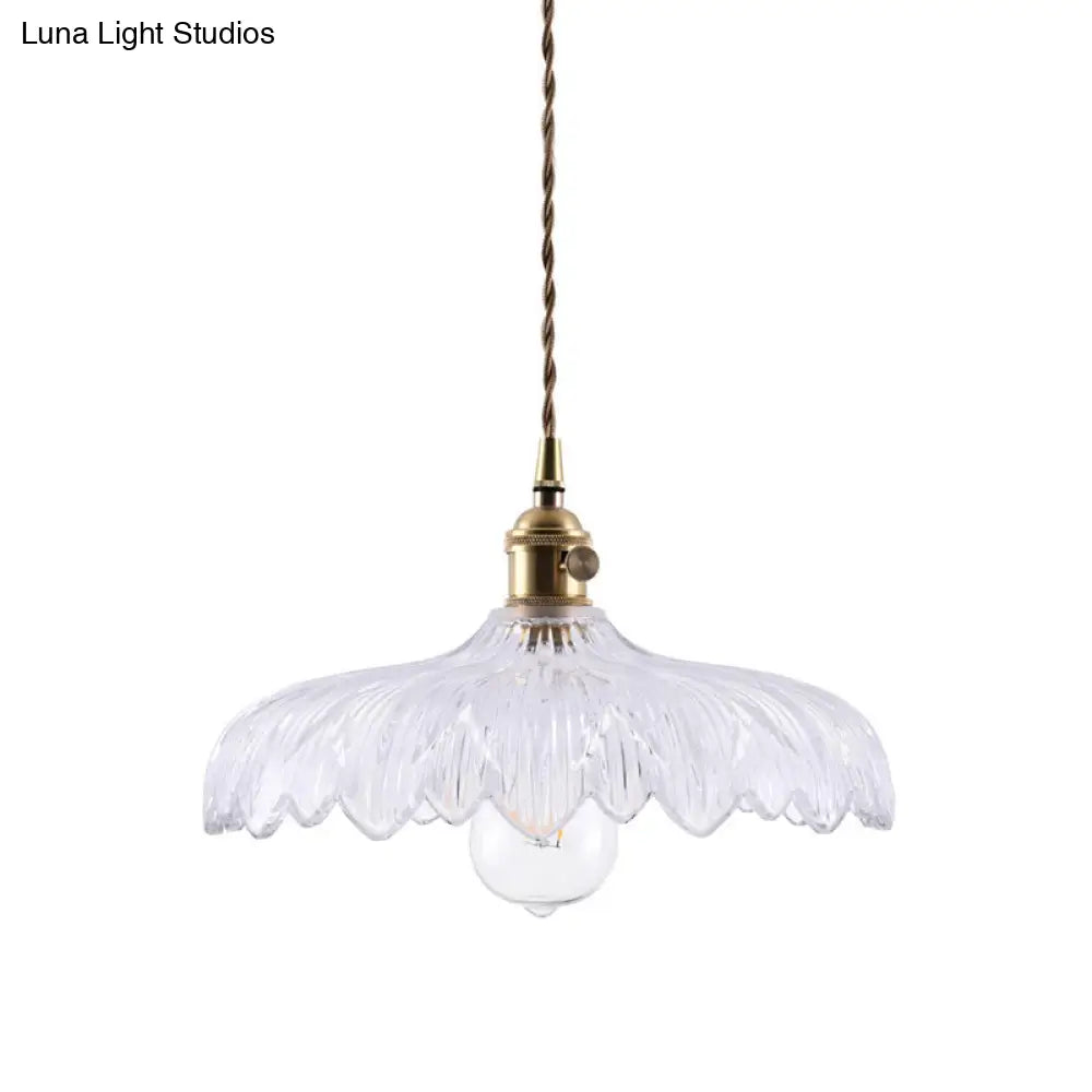 Modern White Prismatic Glass Umbrella Pendant Lamp - 10/12 Wide 1-Light Brass Suspension Ideal For