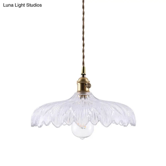 Modern White Prismatic Glass Umbrella Pendant Lamp - 10/12 Wide 1-Light Brass Suspension Ideal For