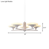 Modern White Radial Chandelier Pendant Light - 5 Heads 23.5/28 Wide Acrylic Led Up Hanging Lamp