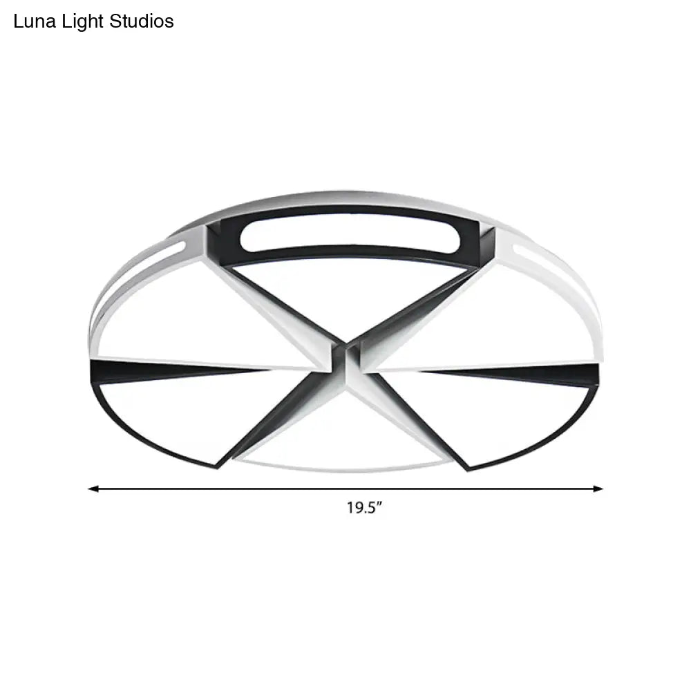 Modern White Round Ceiling Light For Kitchen Metal Flush Mount - 16’/19.5’ Lights With Black Accents