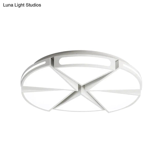 Modern White Round Ceiling Light For Kitchen Metal Flush Mount - 16’/19.5’ Lights With Black Accents