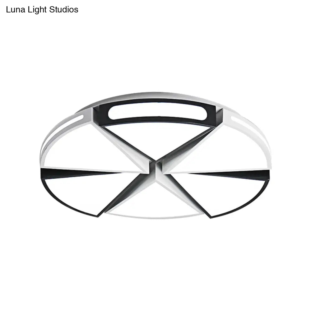 Modern White Round Ceiling Light For Kitchen Metal Flush Mount - 16’/19.5’ Lights With Black Accents