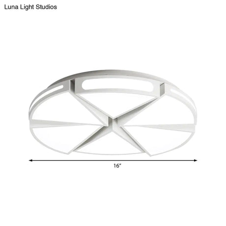 Modern White Round Ceiling Light For Kitchen Metal Flush Mount - 16’/19.5’ Lights With Black Accents