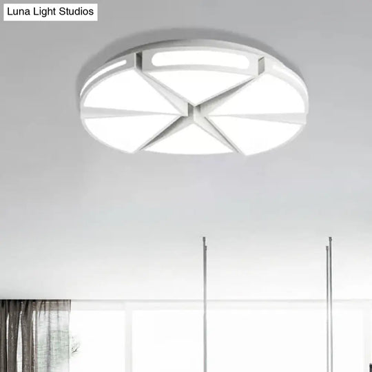 Modern White Round Ceiling Light For Kitchen Metal Flush Mount - 16/19.5 Lights With Black Accents