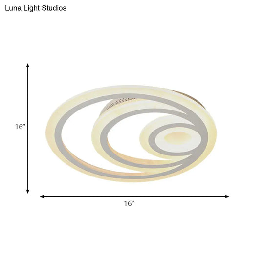 Modern White Round Flush Mount Ceiling Light For Kindergarten - Chic Acrylic Fixture