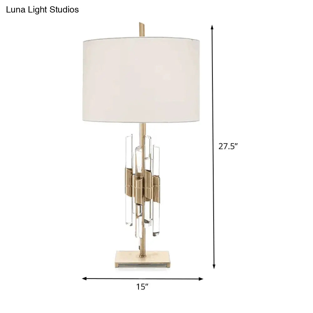 Modern White Table Lamp With Fabric Shade - Perfect For Living Room Desk Or Nightstand
