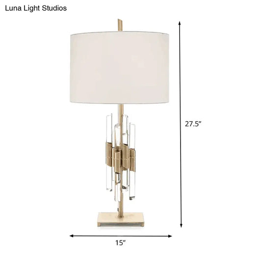 Modern White Table Lamp With Fabric Shade - Perfect For Living Room Desk Or Nightstand
