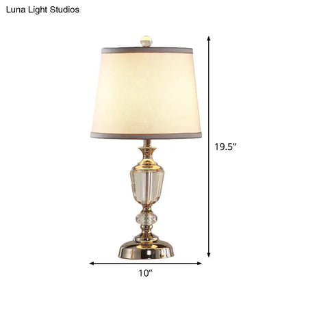 Modern White Task Light With Fabric Shade - Perfect Nightstand Lamp For Living Room