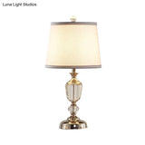 Modern White Task Light With Fabric Shade - Perfect Nightstand Lamp For Living Room