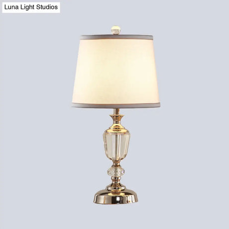 Modern White Task Light With Fabric Shade - Perfect Nightstand Lamp For Living Room