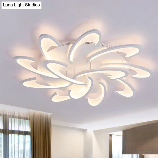 Modern Windmill Flush Ceiling Light - Acrylic Flushmount Fixture For Living Room With Multiple