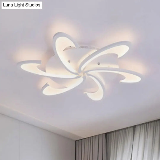 Modern Windmill Flush Ceiling Light - Acrylic Flushmount Fixture For Living Room With Multiple