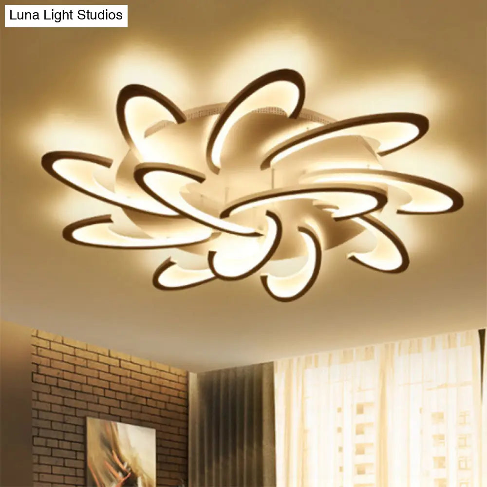 Modern Windmill Flush Ceiling Light - Acrylic Flushmount Fixture For Living Room With Multiple