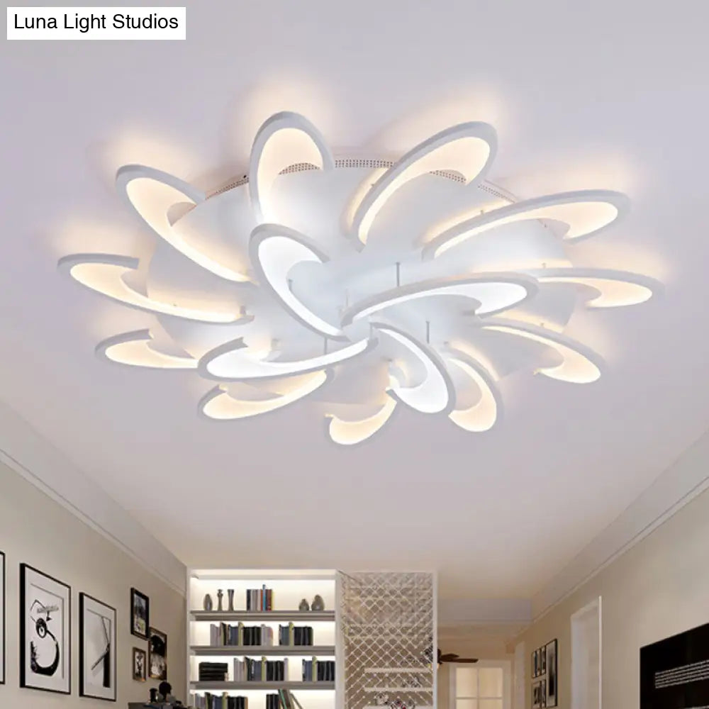 Modern Windmill Flush Ceiling Light - Acrylic Flushmount Fixture For Living Room With Multiple