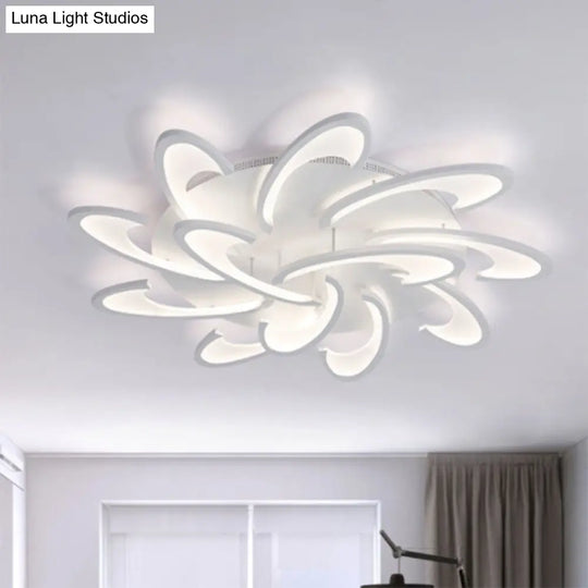 Modern Windmill Flush Ceiling Light - Acrylic Flushmount Fixture For Living Room With Multiple
