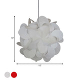 10/12/16 Wide Windmill Plastic Ceiling Pendant - Modern Red/White Hanging Light Fixture