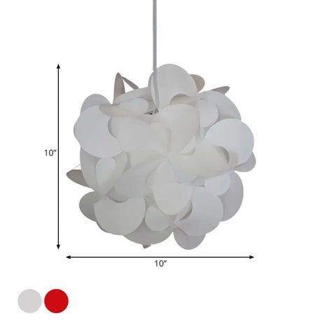 10/12/16 Wide Windmill Plastic Ceiling Pendant - Modern Red/White Hanging Light Fixture