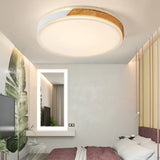 Modern Wood And Iron Ceiling Light Flush Mount In White/Gold - Warm White Indoor Fixture / 16’