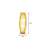 Modern Wood Floor Lamp With Oval Bamboo Cage Shade - 1-Head Living Room Light / 23.5