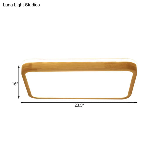 Modern Wood Flush Mount Led Lamp With Frosted Diffuser - Beige Natural Light Multiple Sizes