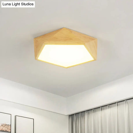 Modern Wood Frame Led Ceiling Light - Beige Warm/White 16.5’/20.5’/24.5’ Wide