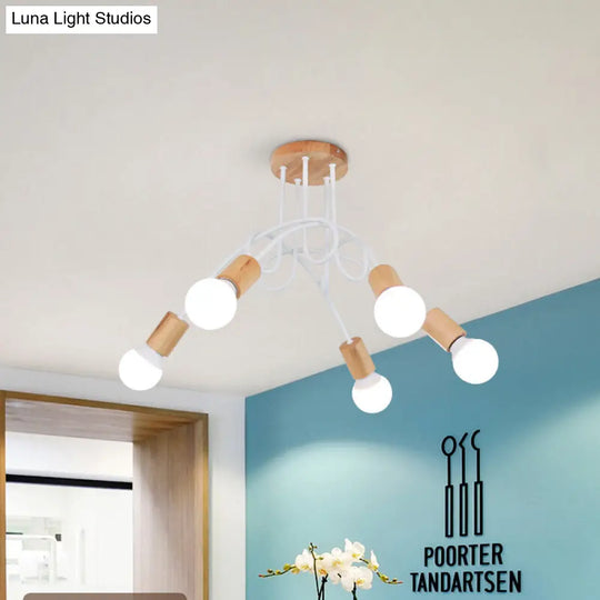 Modern Wood Semi Flush Mount Ceiling Light With Twisted Design For Bedroom