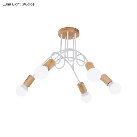 Modern Wood Semi Flush Mount Ceiling Light With Twisted Design For Bedroom