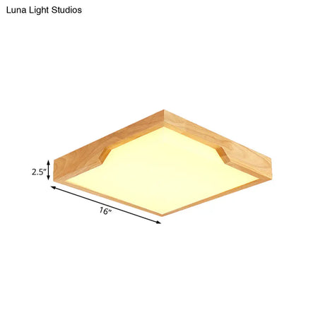 Modern Wooden Led Ceiling Lamp - Single Light Flush Mount Fixture (3 Sizes: 16’/19.5’/23.5’)