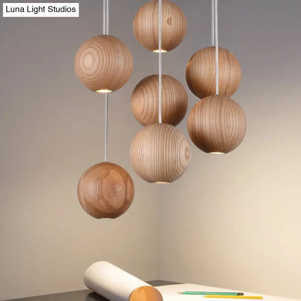 Modern Wooden Led Cluster Pendant Light - 1/7/10/16-Head Ceiling Fixture Kit For Living Room